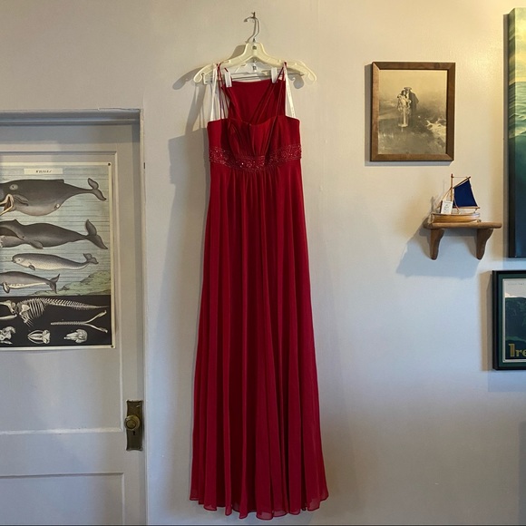 David’s Bridal Formal Gown, Matching Chiffon Scarf, Prom Dress / Regency Costume - Picture 2 of 14